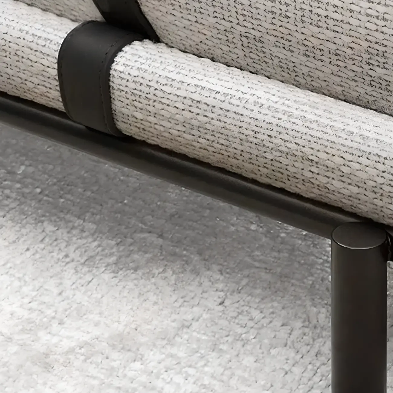 Scandinavian Grey Metal Upholstered Bedroom Bench Image - 5 | homeyfad