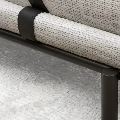 Scandinavian Grey Metal Upholstered Bedroom Bench Image - 5