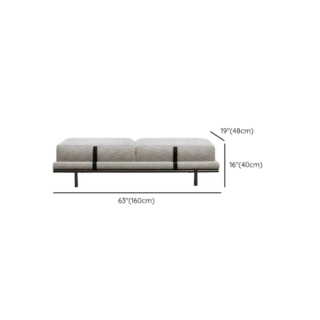 Scandinavian Grey Metal Upholstered Bedroom Bench Image - 8 | homeyfad