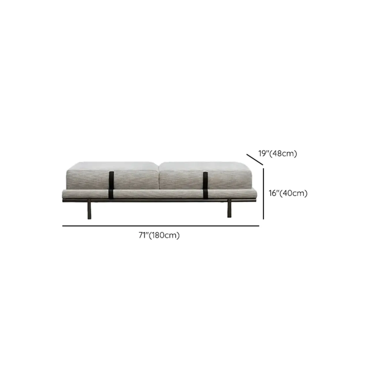 Scandinavian Grey Metal Upholstered Bedroom Bench Image - 11 | homeyfad
