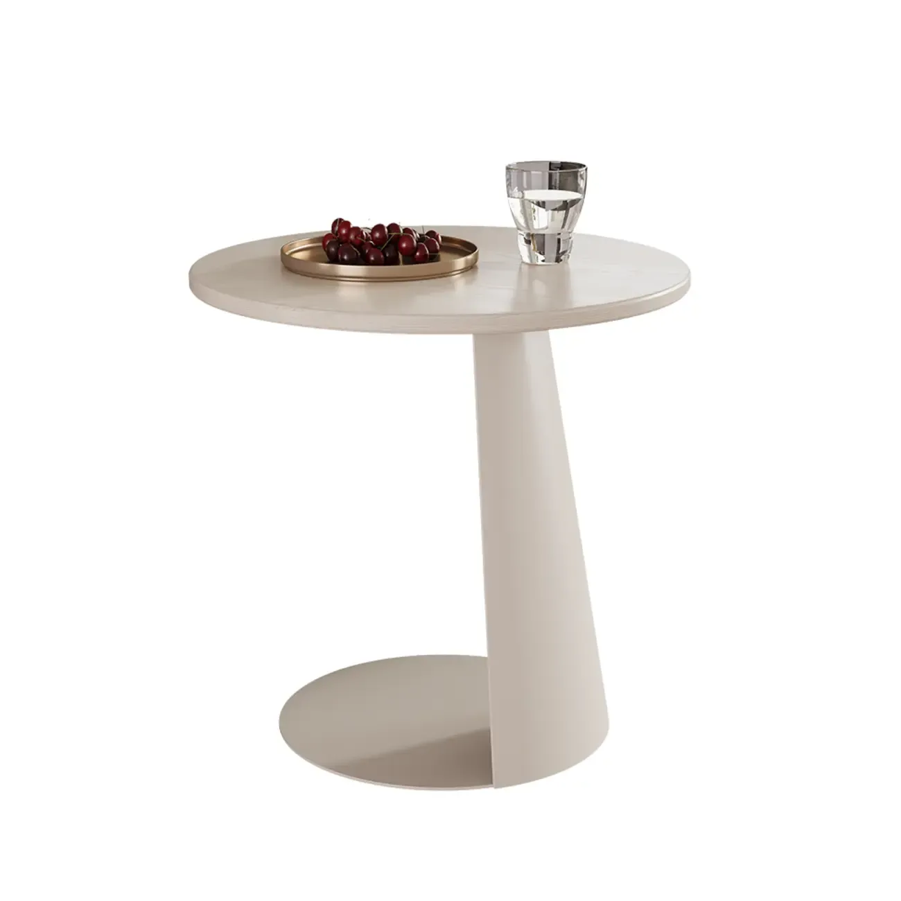 Black Minimalist Round Wood Steel C Shaped Side Table Image - 4