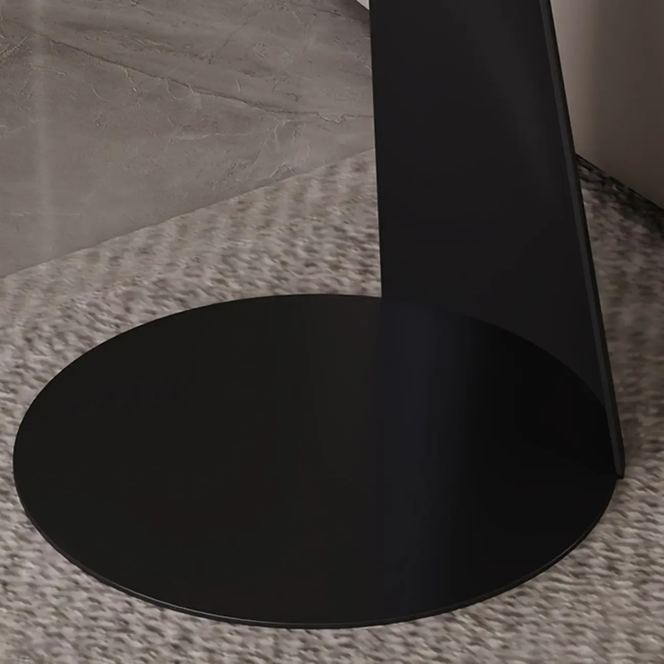 Black Minimalist Round Wood Steel C Shaped Side Table Image - 6