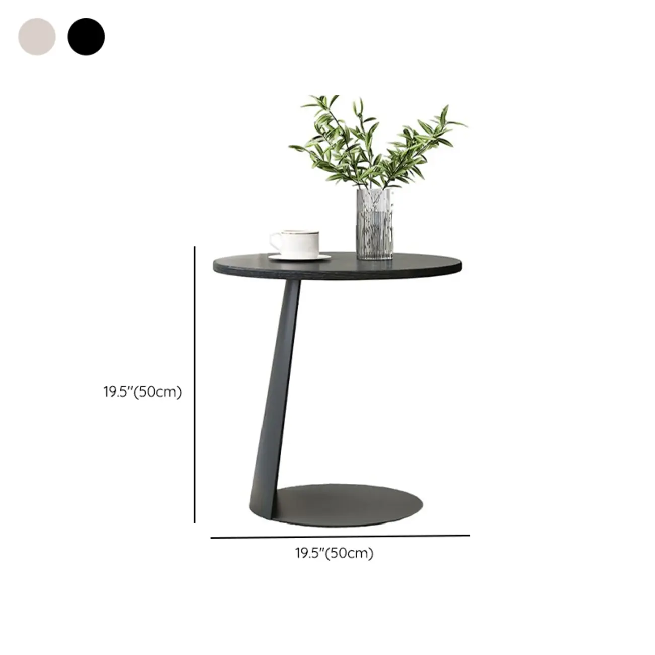 Black Minimalist Round Wood Steel C Shaped Side Table Image - 10 | homeyfad