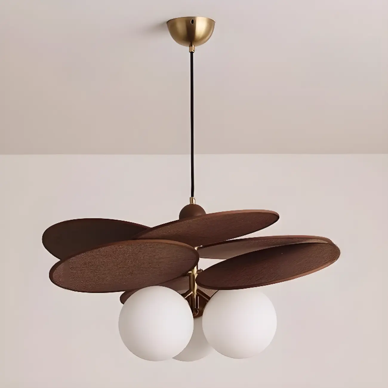 Mid Century Modern Walnut Glass Kitchen Pendant Light Image - 7 | homeyfad