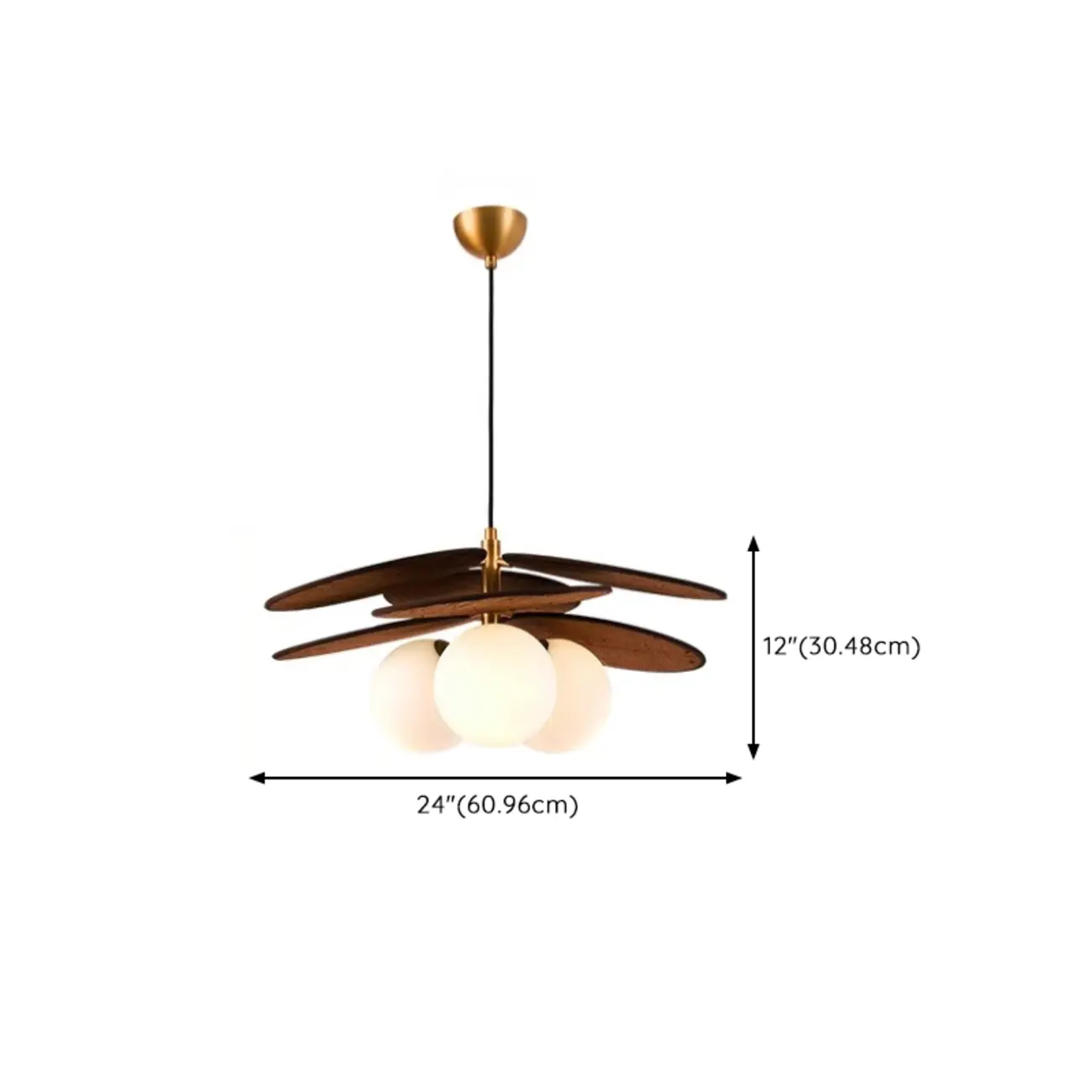 Mid Century Modern Walnut Glass Kitchen Pendant Light #size | homeyfad