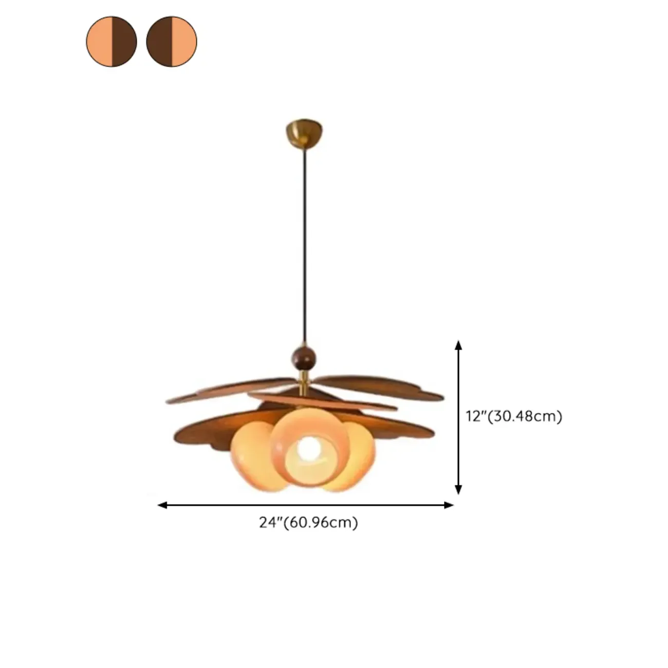 Mid Century Modern Walnut Glass Kitchen Pendant Light Image - 11