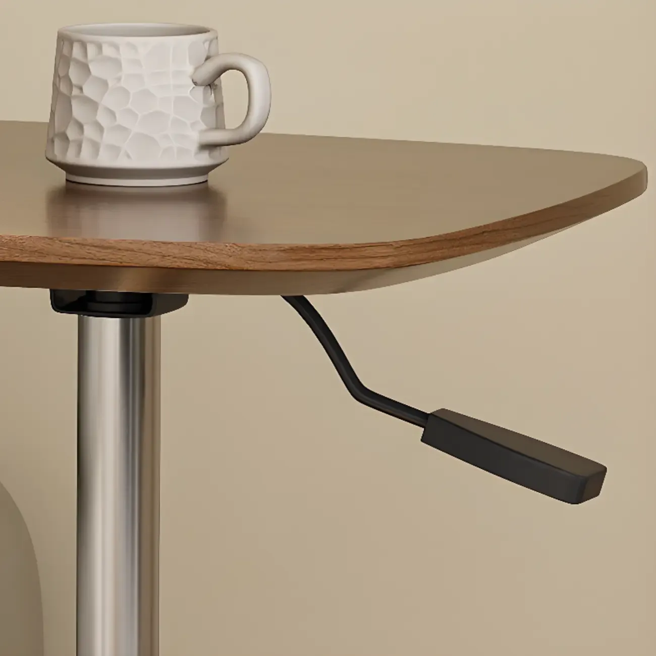 Adjustable Height Walnut Wood C Table for Living Room Image - 8