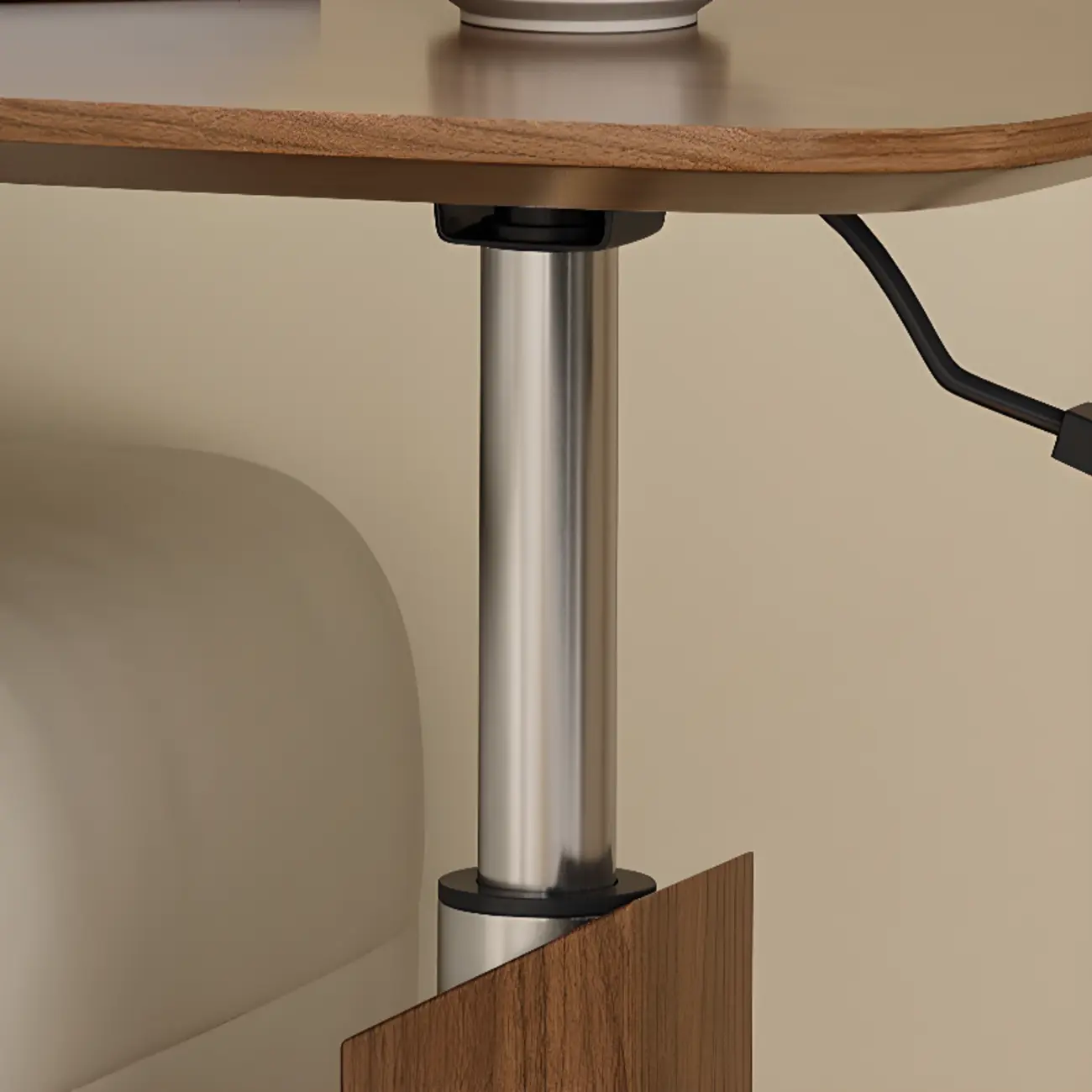 Adjustable Height Walnut Wood C Table for Living Room Image - 9 | homeyfad