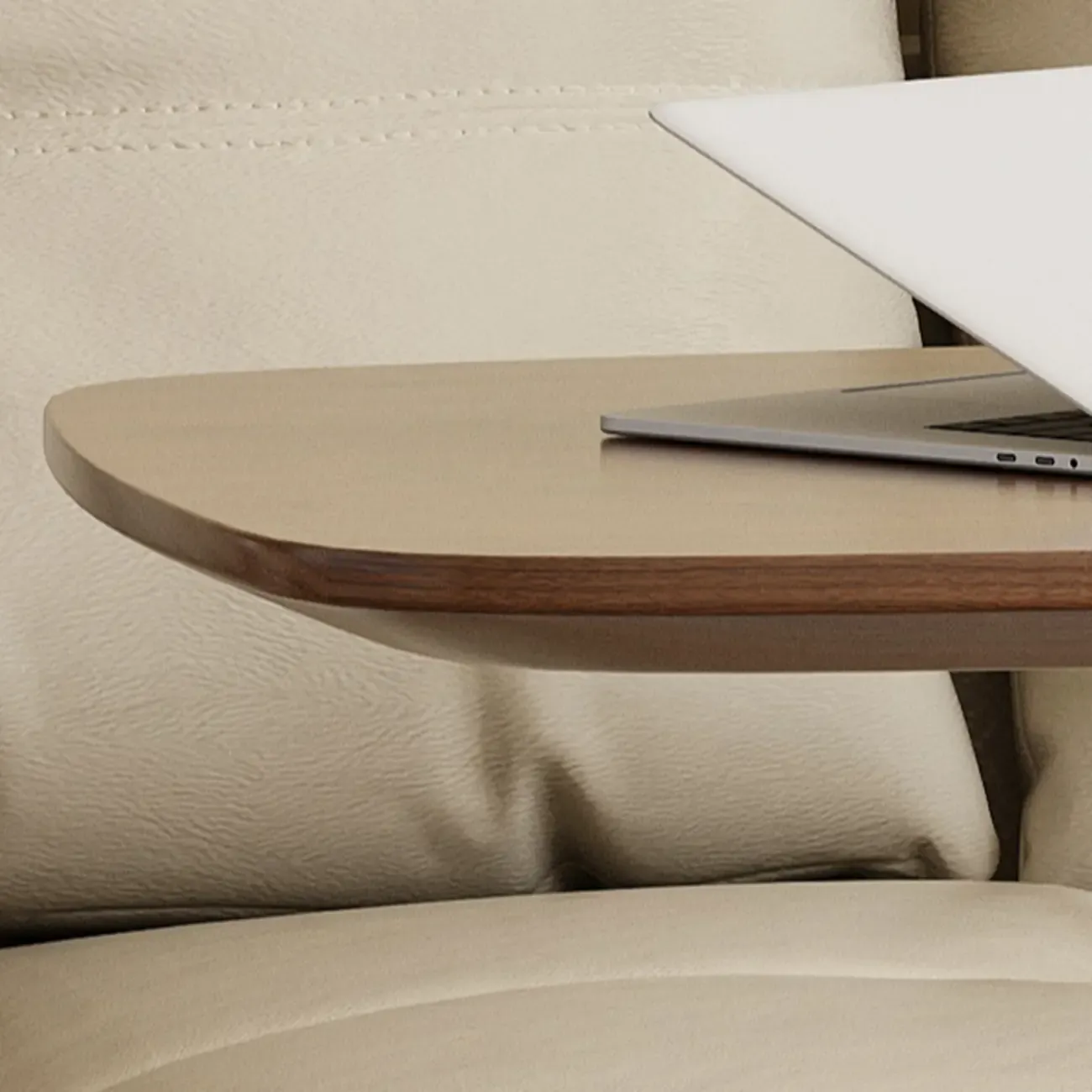 Adjustable Height Walnut Wood C Table for Living Room Image - 12