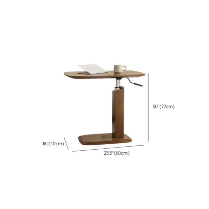 Adjustable Height Walnut Wood C Table for Living Room #size
