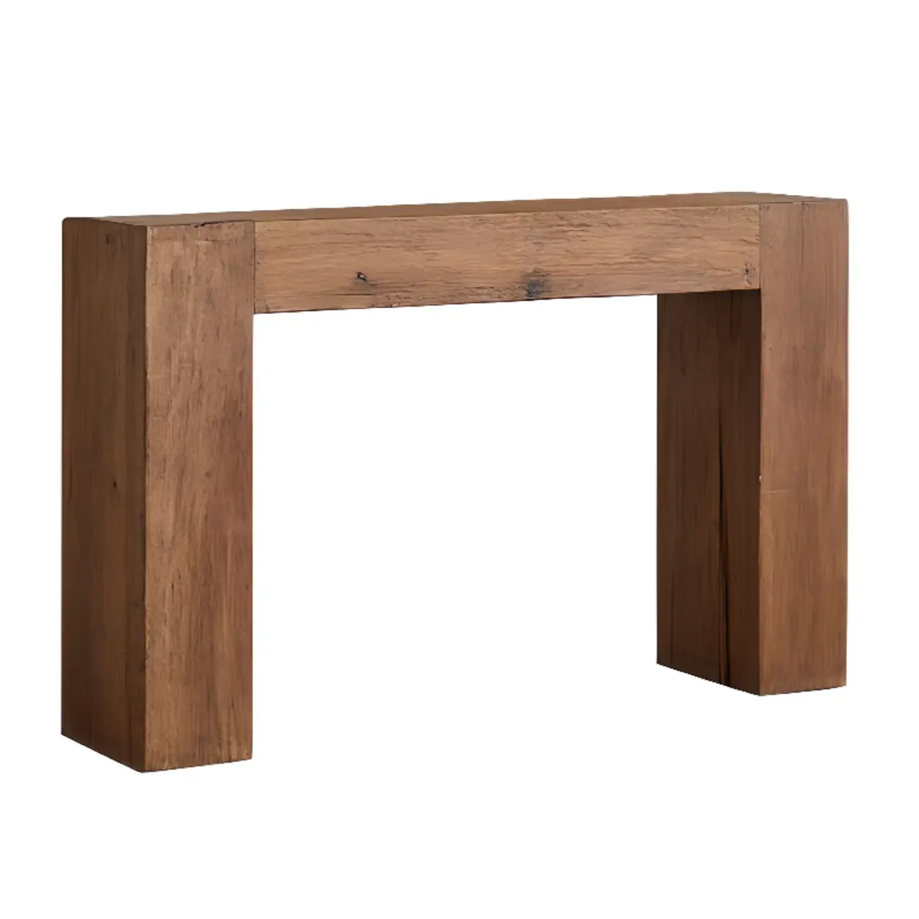 Brown Tan Rectangle Wood Living Room Console Table Image - 4