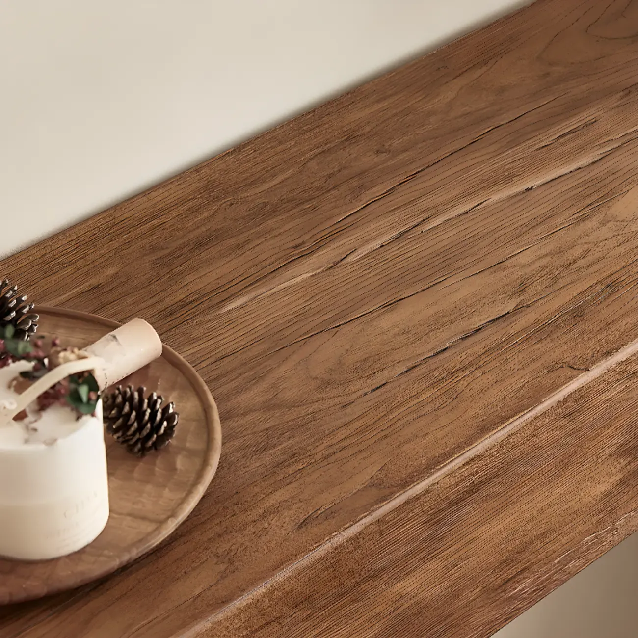 Brown Tan Rectangle Wood Living Room Console Table Image - 6