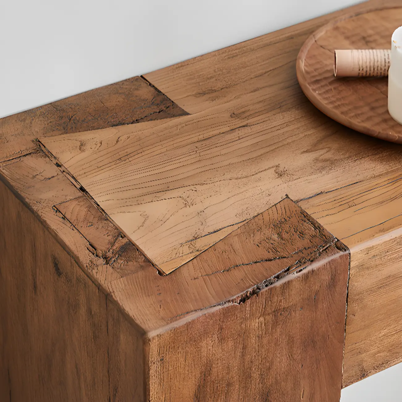 Brown Tan Rectangle Wood Living Room Console Table Image - 8 | homeyfad