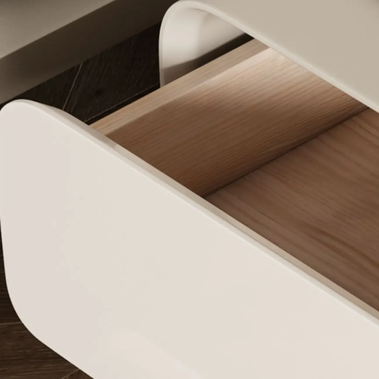 White Art Deco Faux Leather Top Storage Nightstand Image - 8