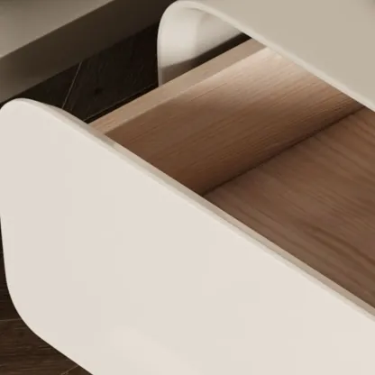 White Art Deco Faux Leather Top Storage Nightstand Image - 8