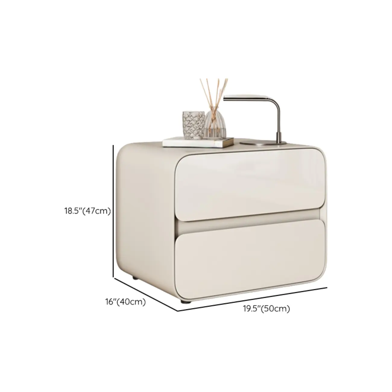 White Art Deco Faux Leather Top Storage Nightstand #size | homeyfad