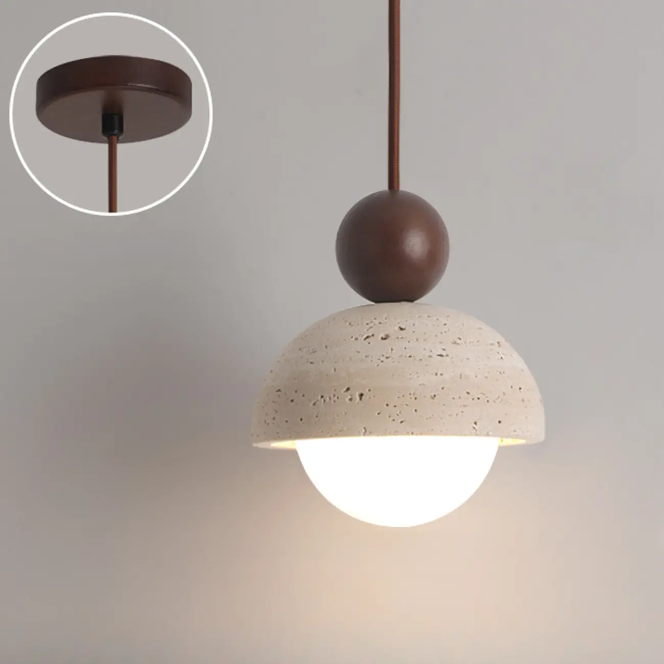 Contemporary Stone Rattan Pendant Lights Kitchen Island Image - 3 | homeyfad