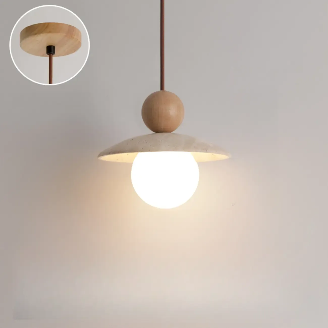 Contemporary Stone Rattan Pendant Lights Kitchen Island Image - 7