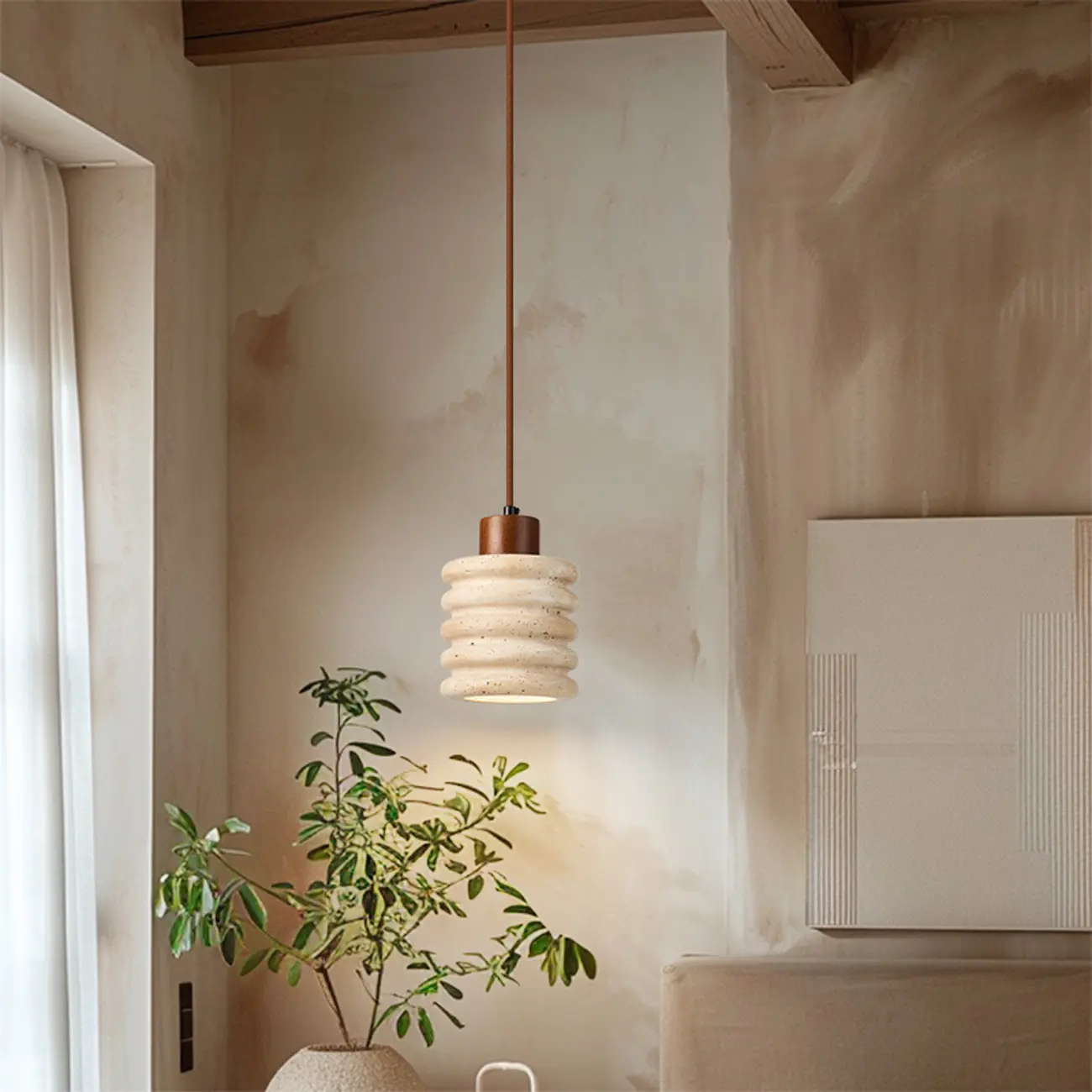 Contemporary Stone Rattan Pendant Lights Kitchen Island Image - 10 | homeyfad