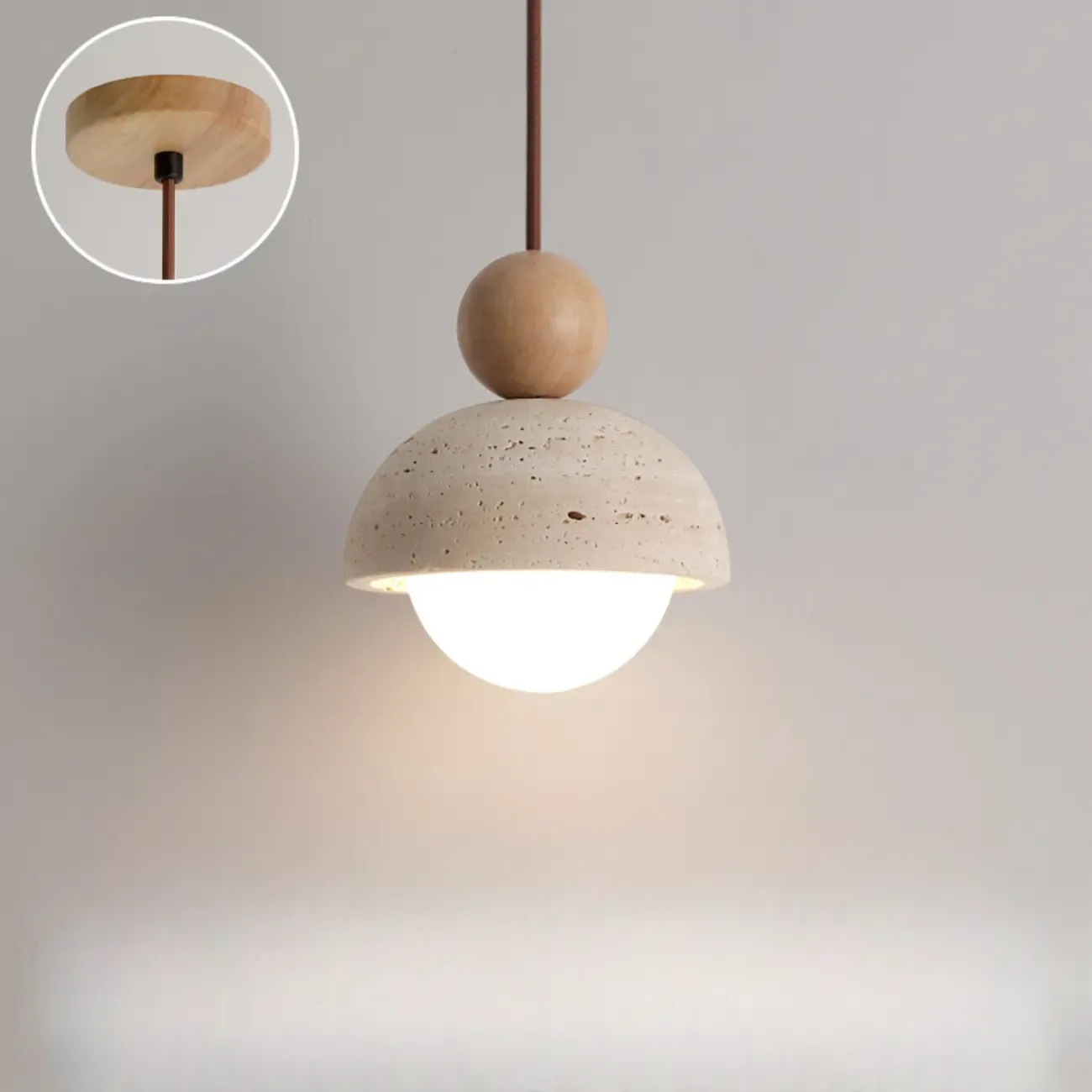 Contemporary Stone Rattan Pendant Lights Kitchen Island Image - 13