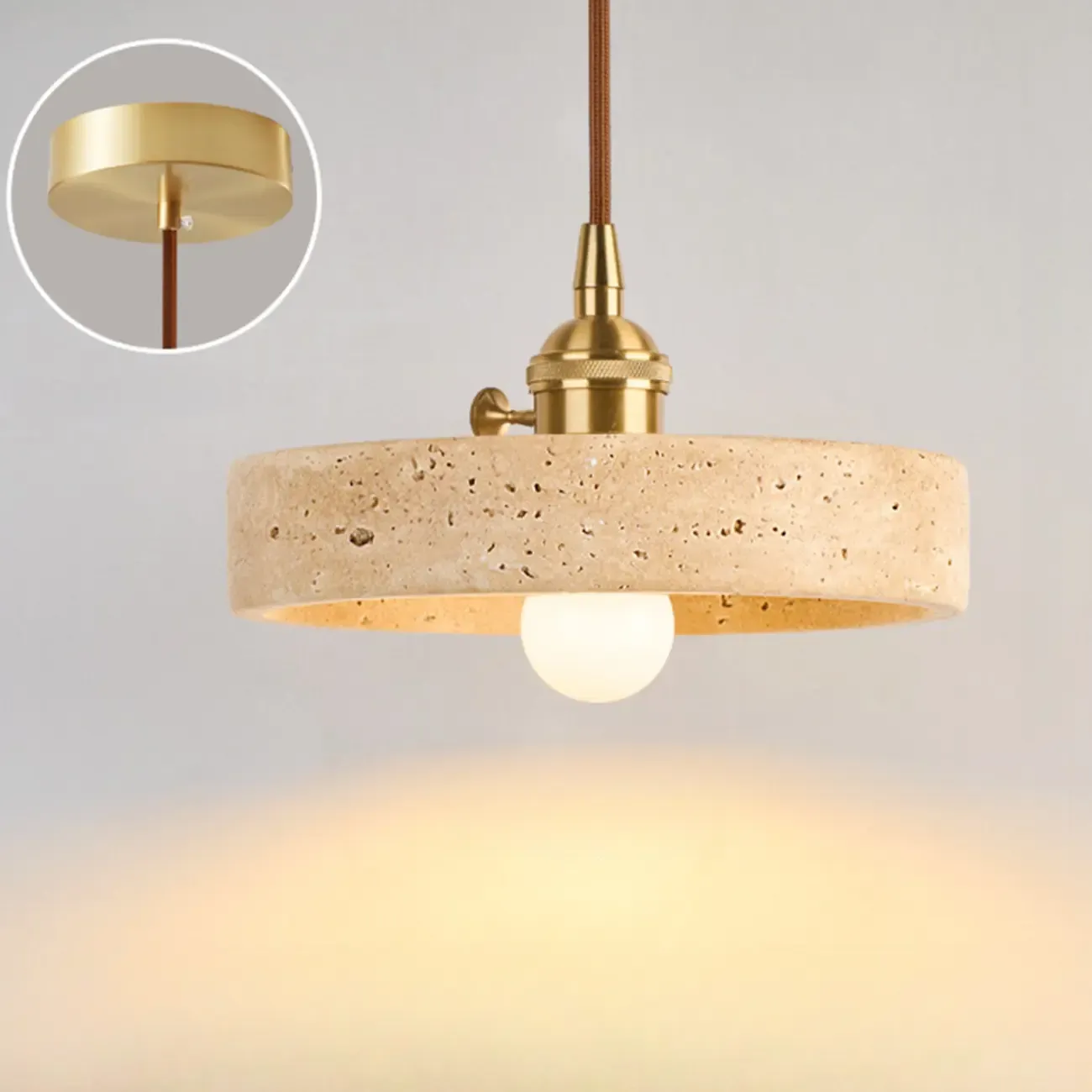 Contemporary Stone Rattan Pendant Lights Kitchen Island Image - 49