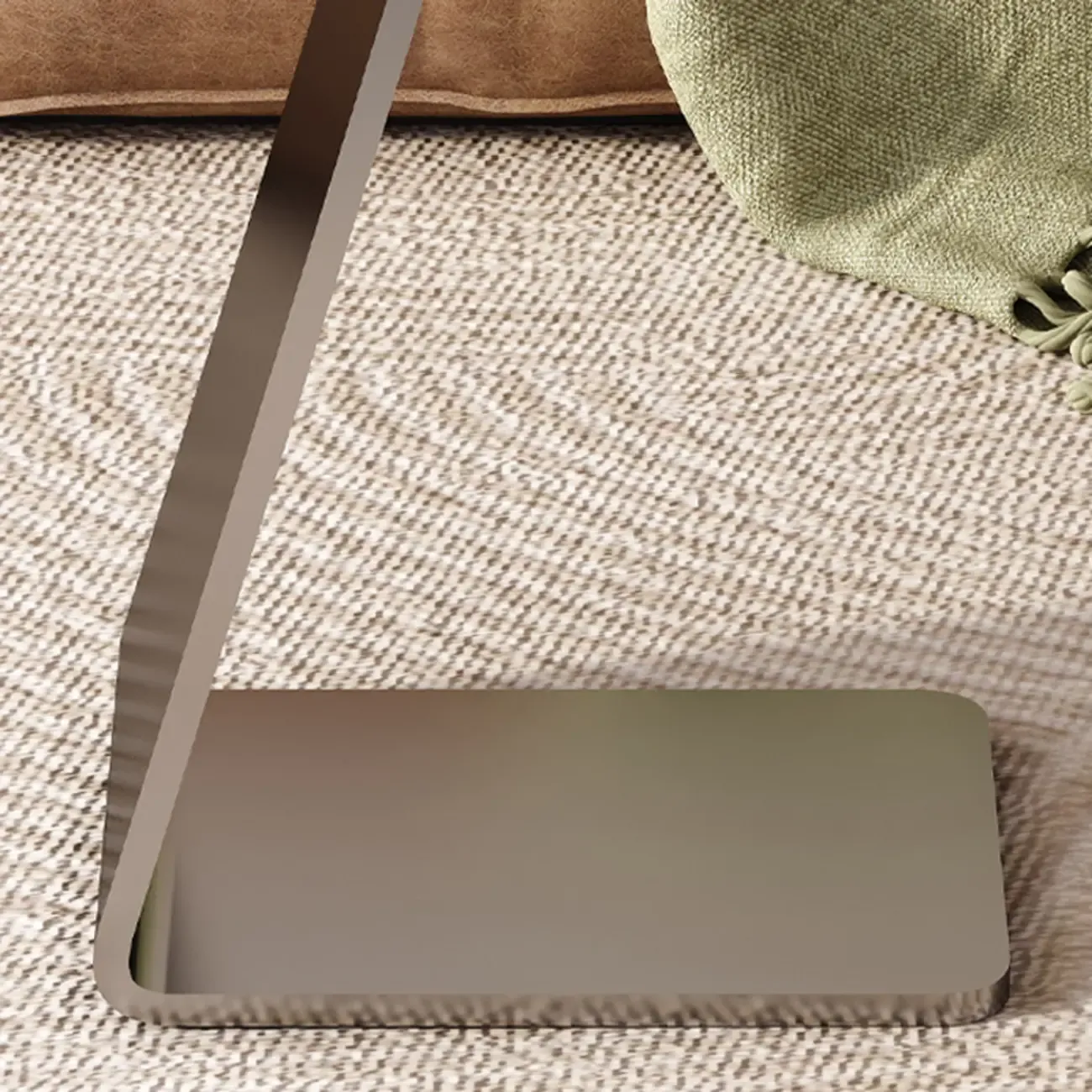 Contemporary C Shaped Stone Stainless Steel Side Table Image - 13