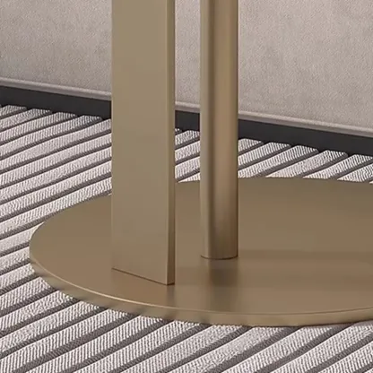 Modern C Shaped Round Sintered Stone Top Steel End Table Image - 8