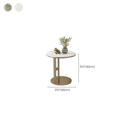 Modern C Shaped Round Sintered Stone Top Steel End Table Image - 13