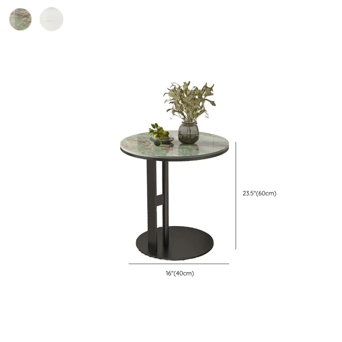 Modern C Shaped Round Sintered Stone Top Steel End Table Image - 14