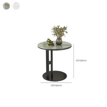 Modern C Shaped Round Sintered Stone Top Steel End Table Image - 16