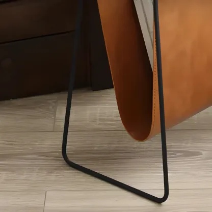 Mid-century Modern Leather Ladder Portable Magazine Rack Image - 3