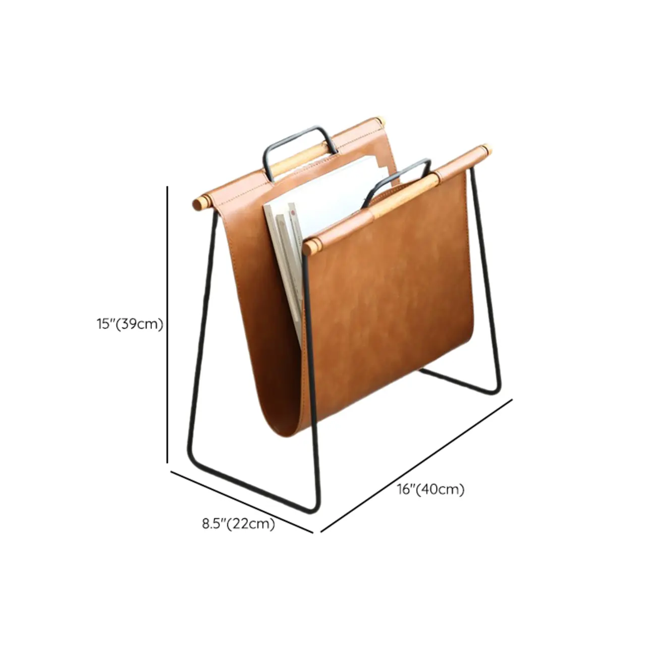 Mid-century Modern Leather Ladder Portable Magazine Rack #size | homeyfad
