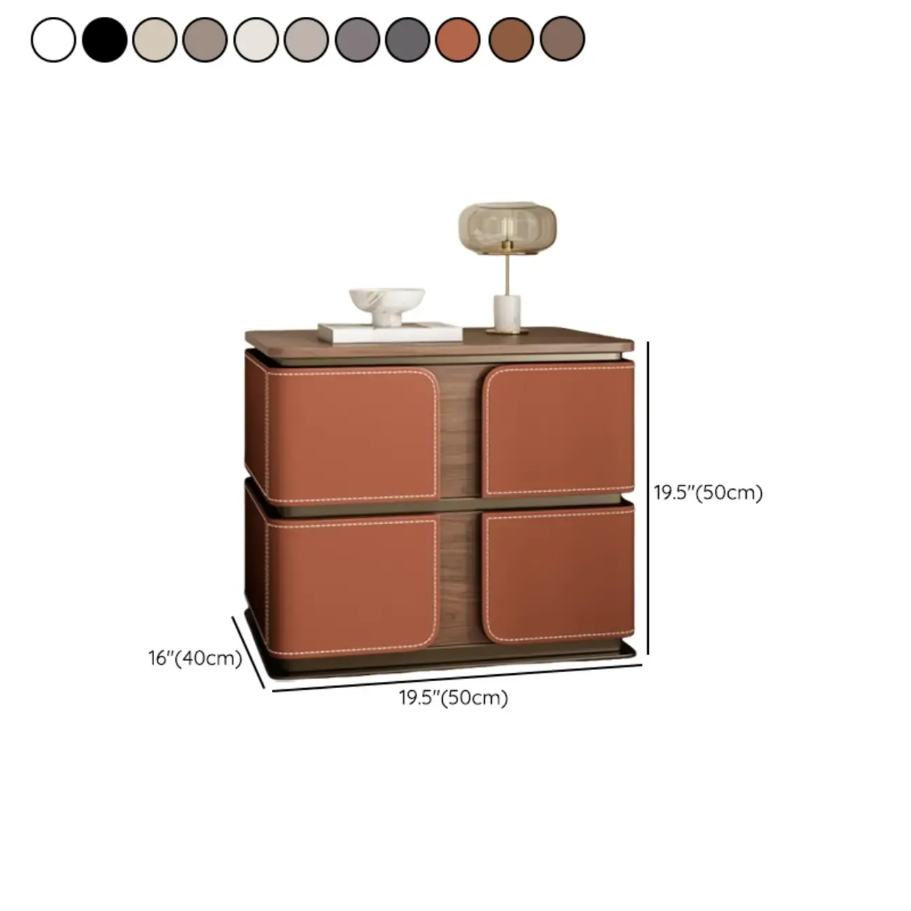 Art Deco Wood Top 2 Drawer Storage Nightstand Image - 22