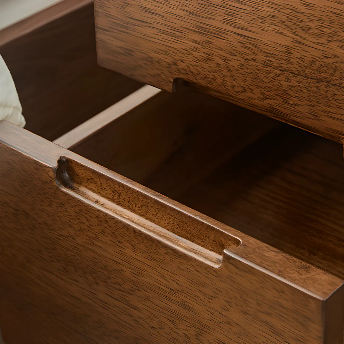 Art Deco Brown Wood Top 2 Drawer Nightstand with Legs Image - 11 | homeyfad