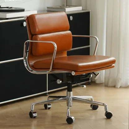 Modern Leather Adjustable Ergonomic Office Chair with Casters Image - 7