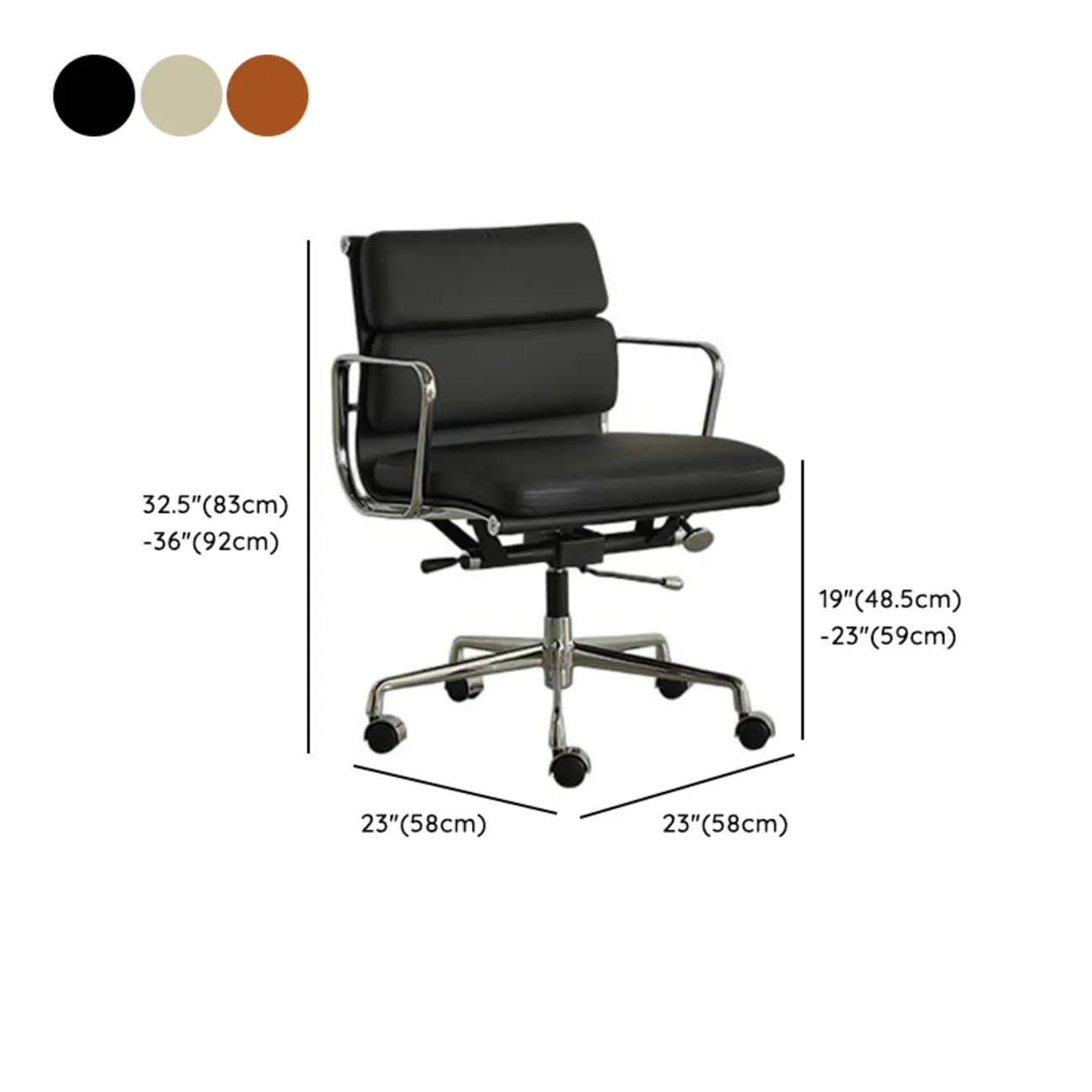 Modern Leather Adjustable Ergonomic Office Chair with Casters #size