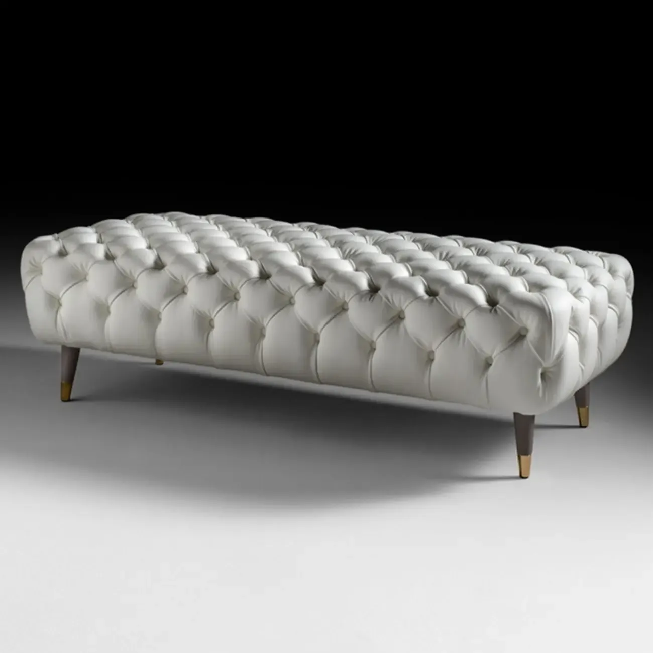 Contemporary White Tufted Upholstered Bedroom Bench Image - 2