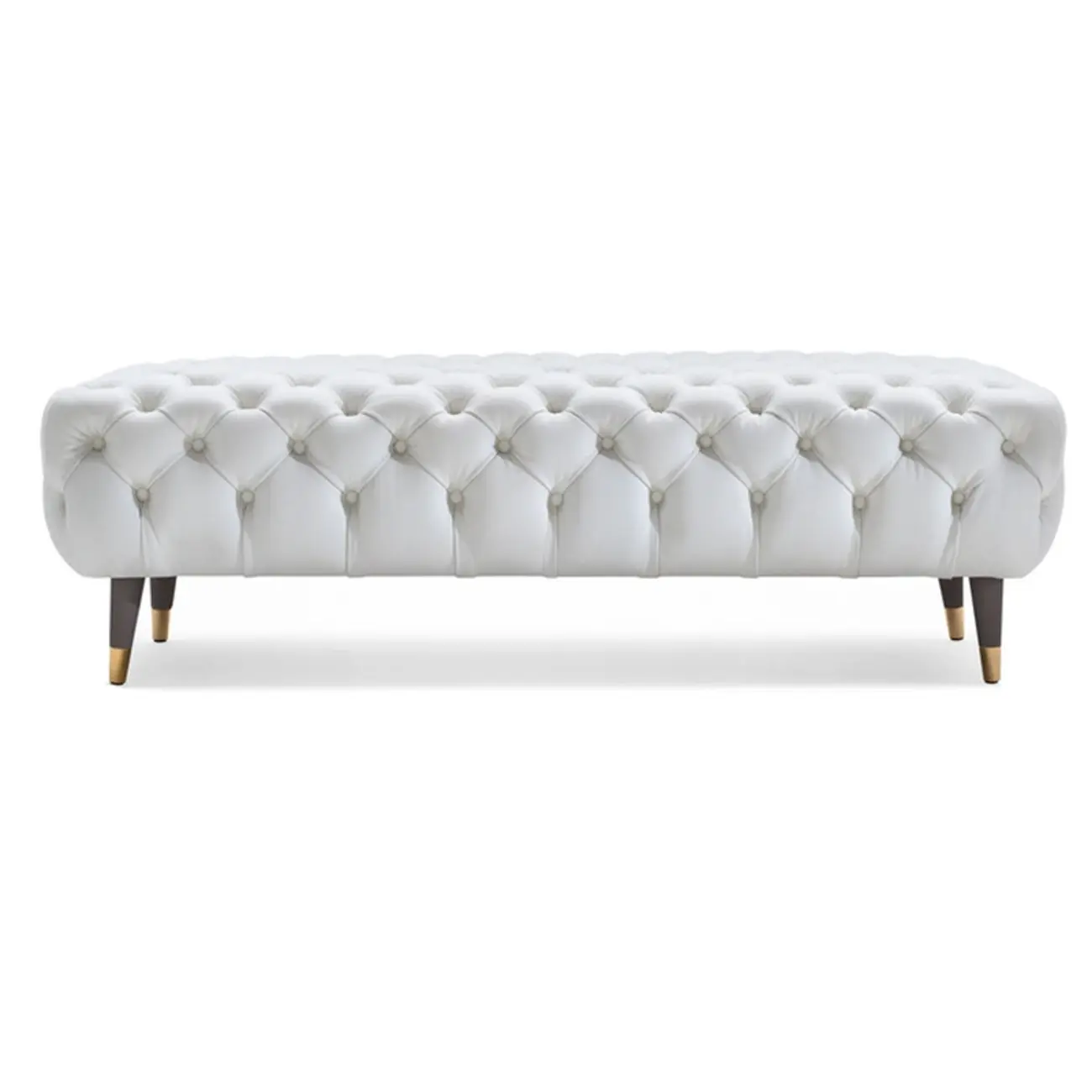 Contemporary White Tufted Upholstered Bedroom Bench Image - 3 | homeyfad