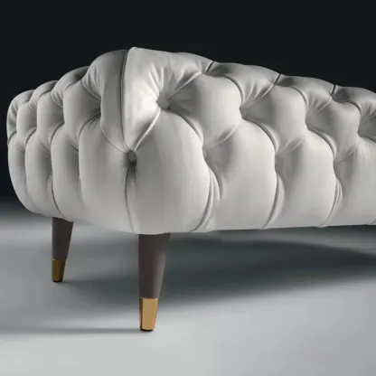 Contemporary White Tufted Upholstered Bedroom Bench Image - 5