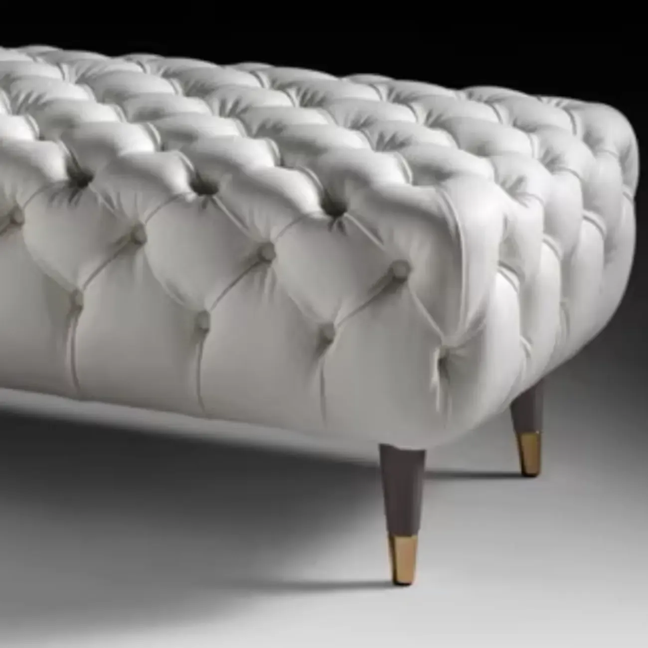 Contemporary White Tufted Upholstered Bedroom Bench Image - 6