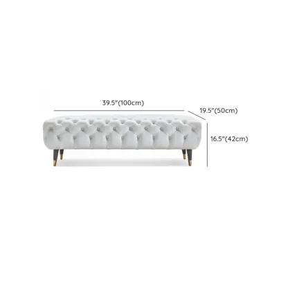 Contemporary White Tufted Upholstered Bedroom Bench #size