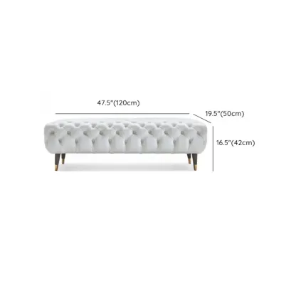 Contemporary White Tufted Upholstered Bedroom Bench Image - 9