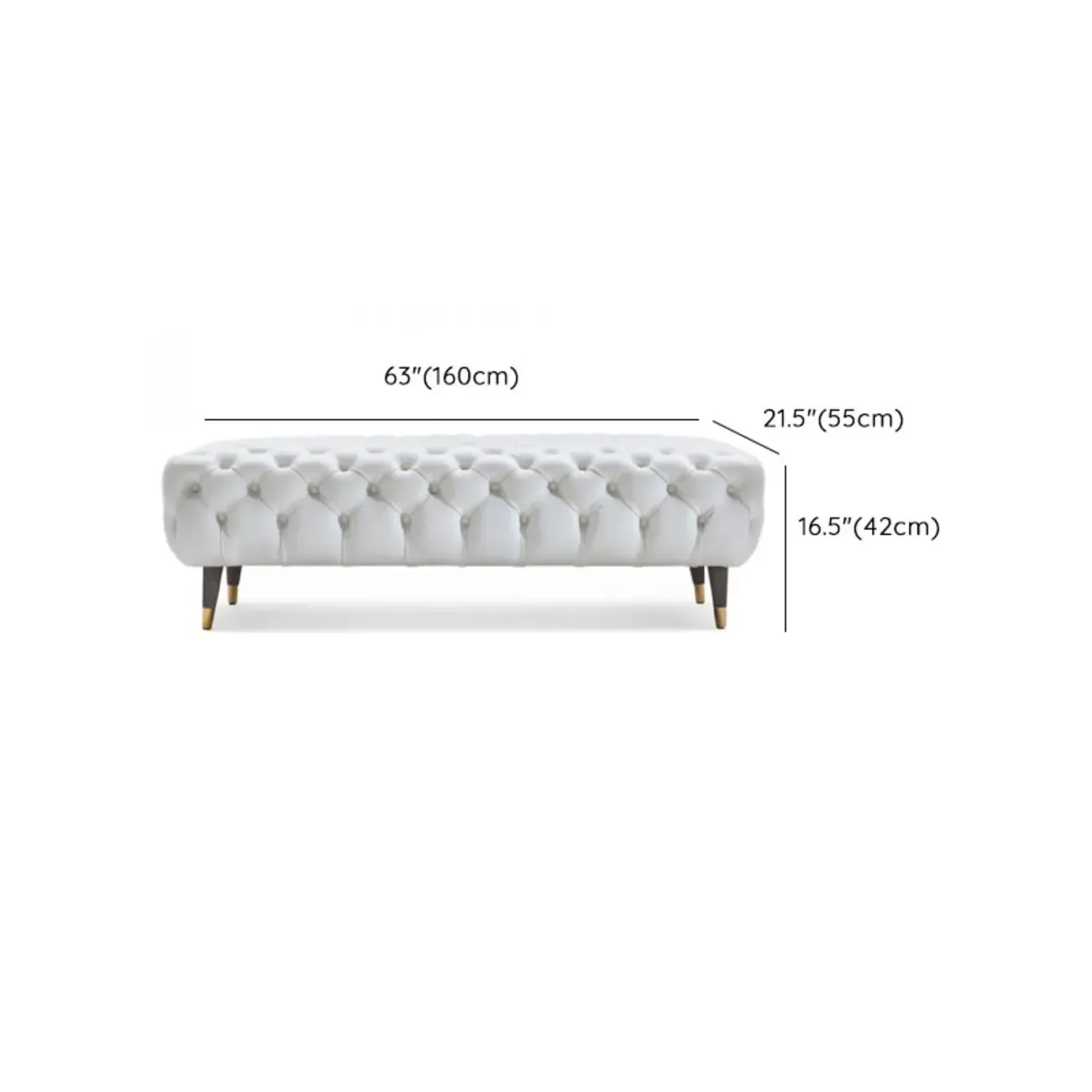 Contemporary White Tufted Upholstered Bedroom Bench Image - 10