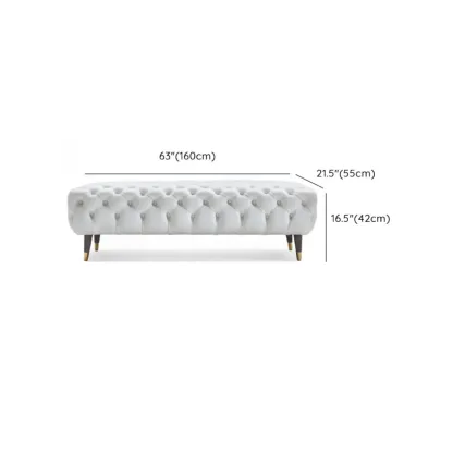 Contemporary White Tufted Upholstered Bedroom Bench Image - 10
