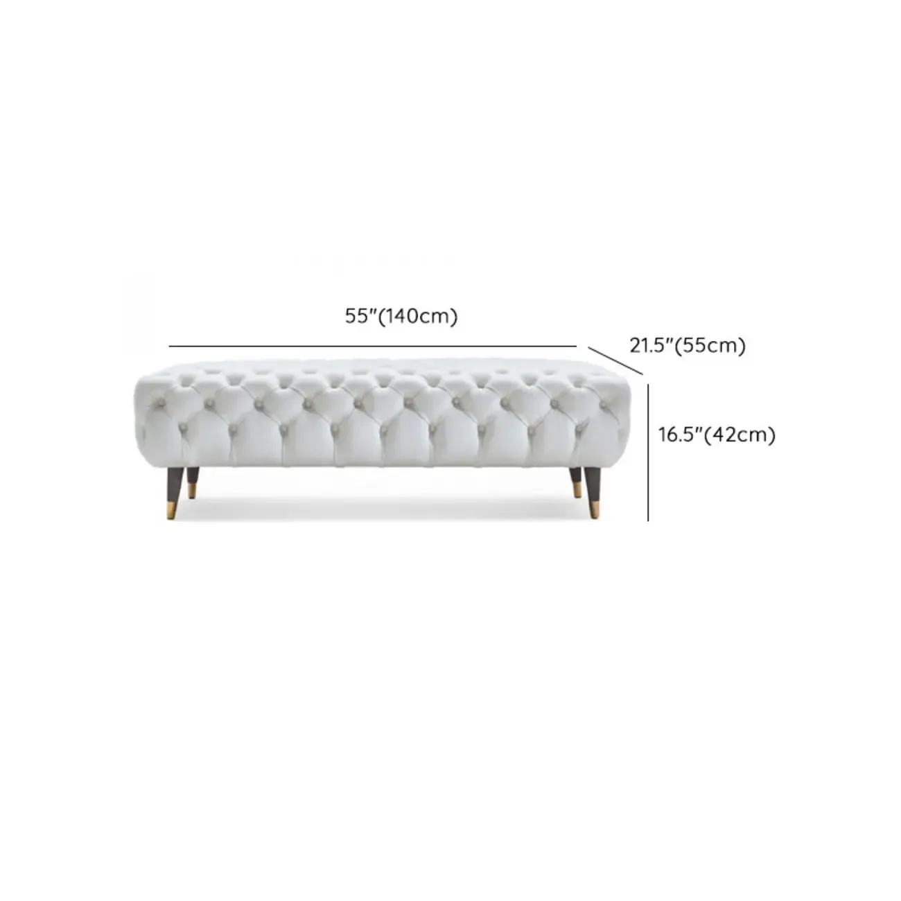 Contemporary White Tufted Upholstered Bedroom Bench Image - 11