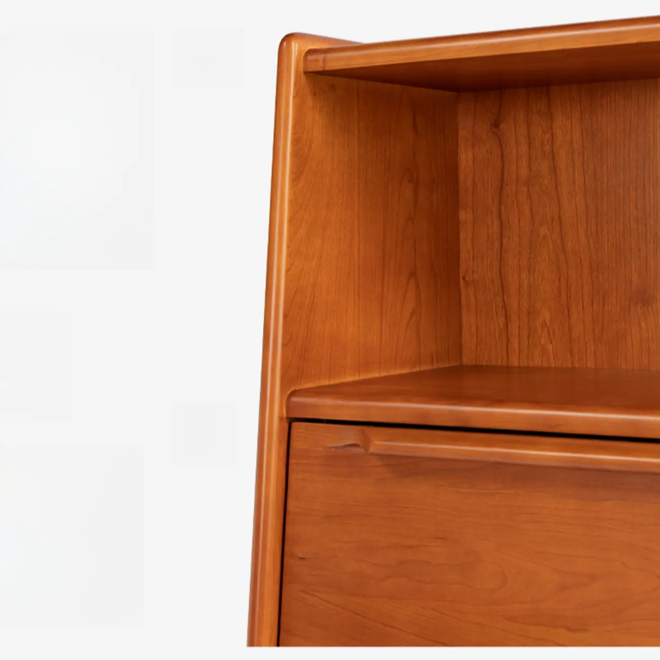 Mid-century Modern Wood Vertical Bookcase With Drop-down Door Image - 8 | homeyfad