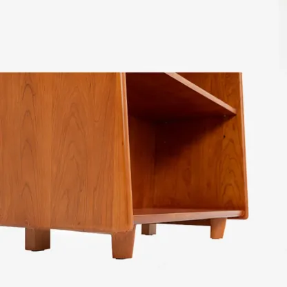 Mid-century Modern Wood Vertical Bookcase With Drop-down Door Image - 9