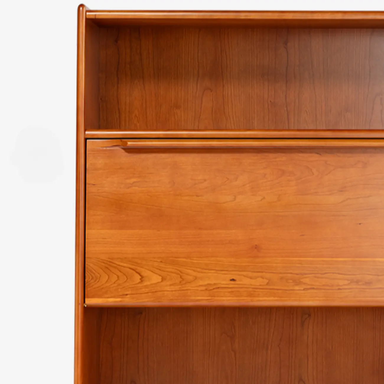 Mid-century Modern Wood Vertical Bookcase With Drop-down Door Image - 10 | homeyfad