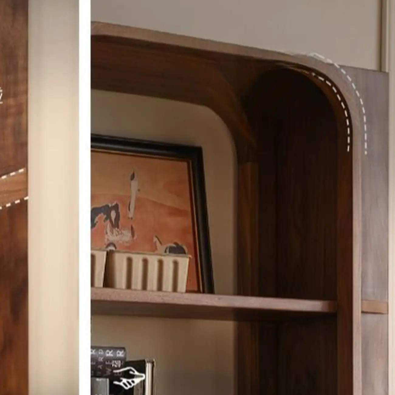 Walnut Modern Vertical Wood Bookshelf with Open Back Image - 9 | homeyfad