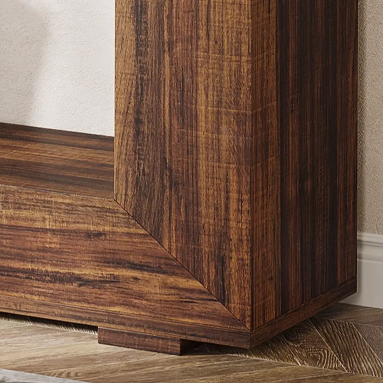 Vintage Wood Console Table Rectangular with Shelf Image - 6 | homeyfad